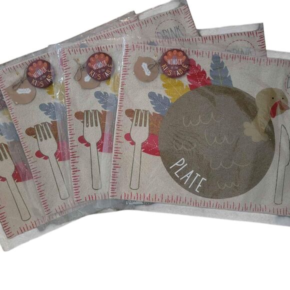 4 NIP MudPie Thanksgiving Children's Place Settings Placemats and Button